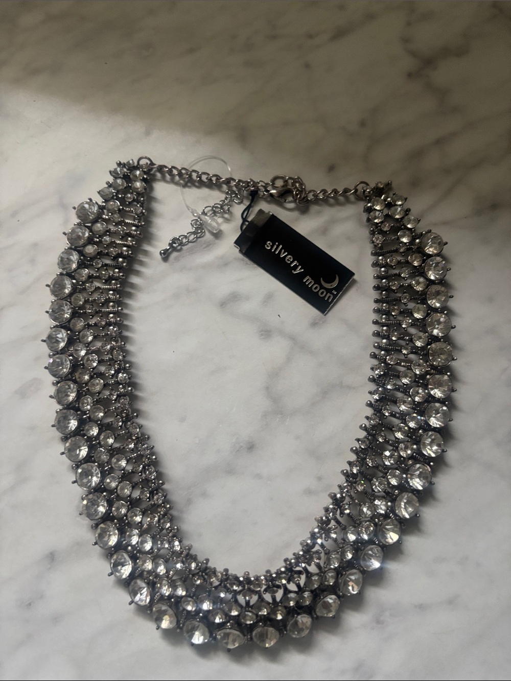 Crystal Collar Necklace in Silver